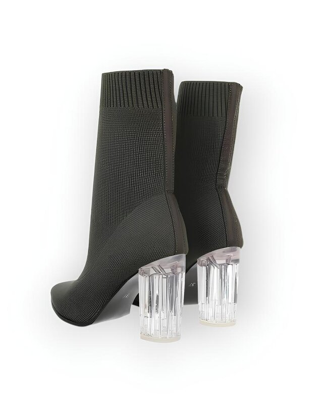 Kiras - Enkelsok Laarzen met Transparante Hak