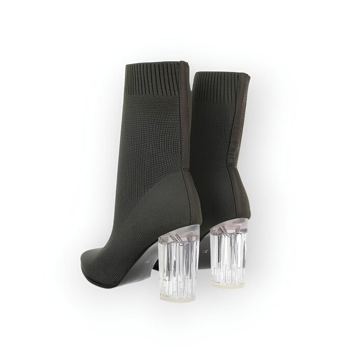 Kiras - Enkelsok Laarzen met  Transparante Hak