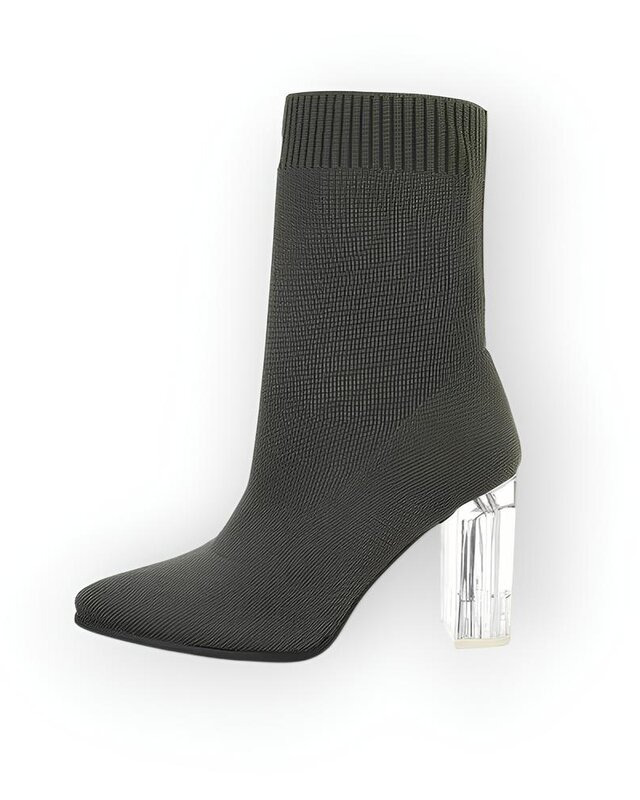 Kiras - Enkelsok Laarzen met Transparante Hak