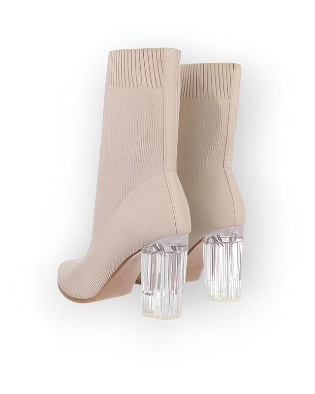 Kiras - Enkelsok Laarzen met Transparante Hak
