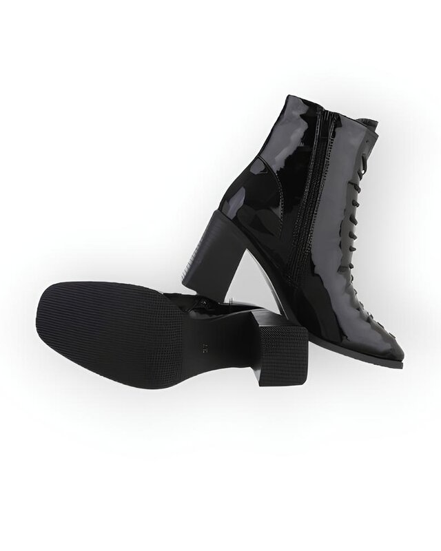 Nina – Glanzende Enkellaarsjes van Imitatie Lakleer