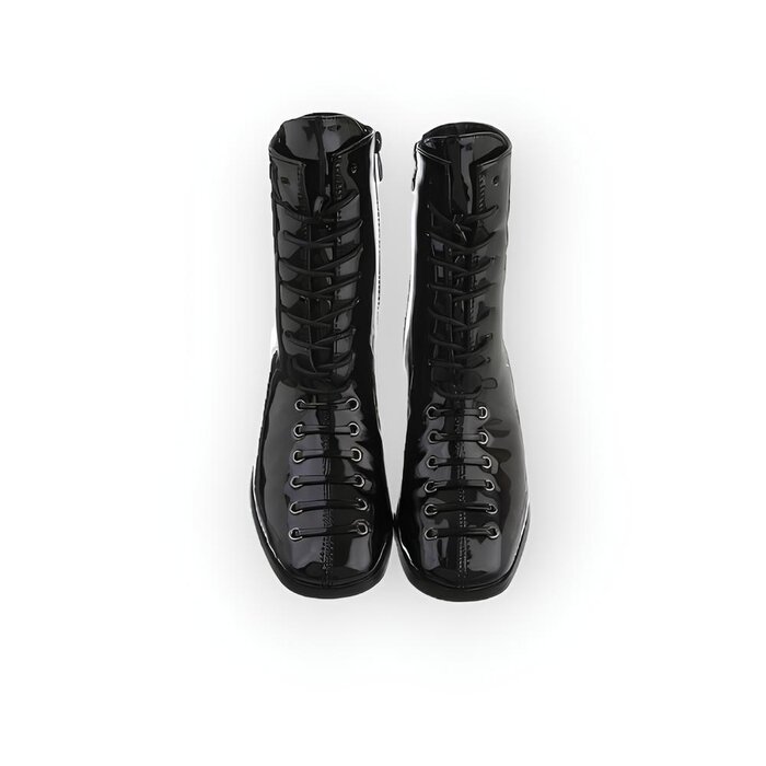 Nina – Glanzende Enkellaarsjes van Imitatie Lakleer