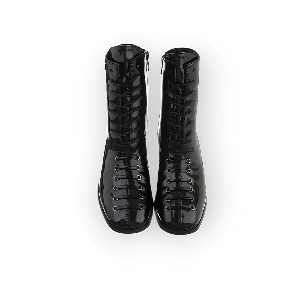 Nina – Glanzende Enkellaarsjes van Imitatie Lakleer