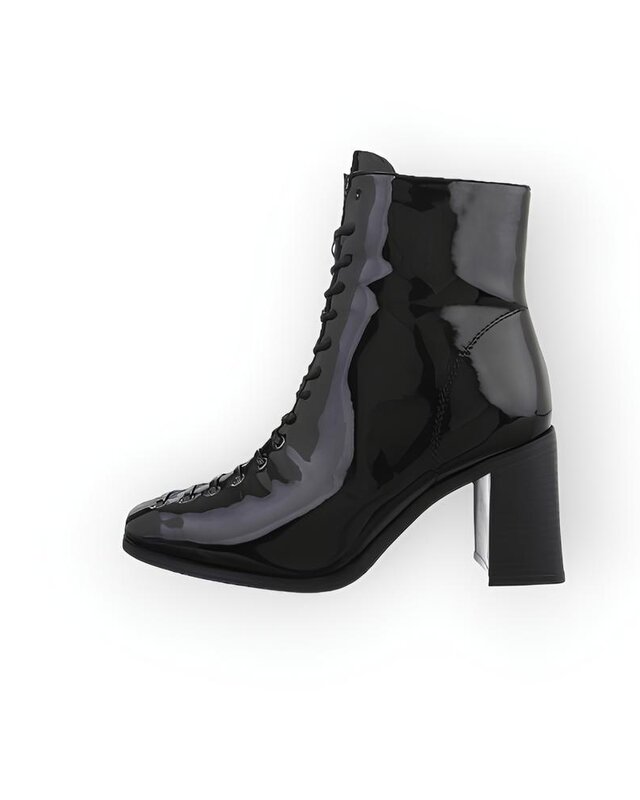 Nina – Glanzende Enkellaarsjes van Imitatie Lakleer