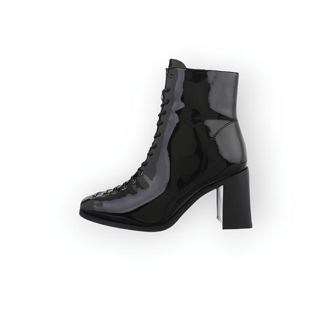 Nina – Glanzende Enkellaarsjes van Imitatie Lakleer