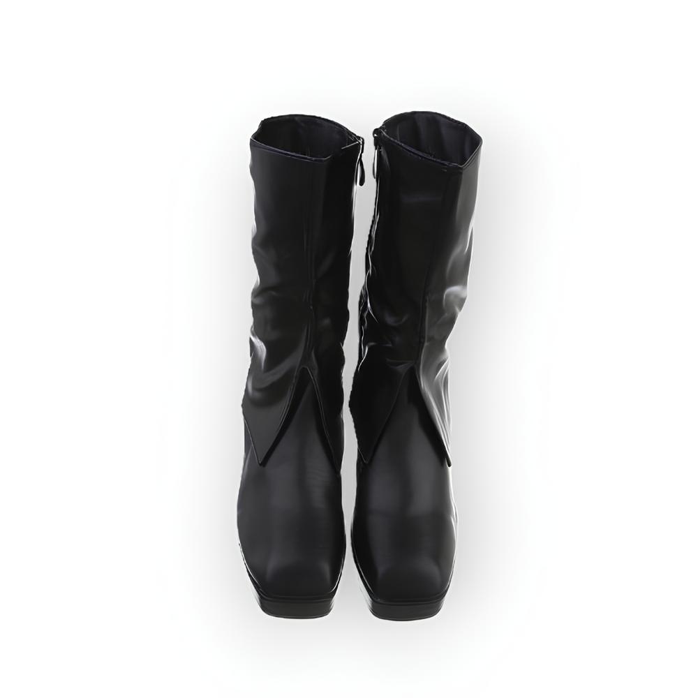 Lira – Elegante Enkelboots met Flapdetail, Comfortabele Hak - Ritssluiting