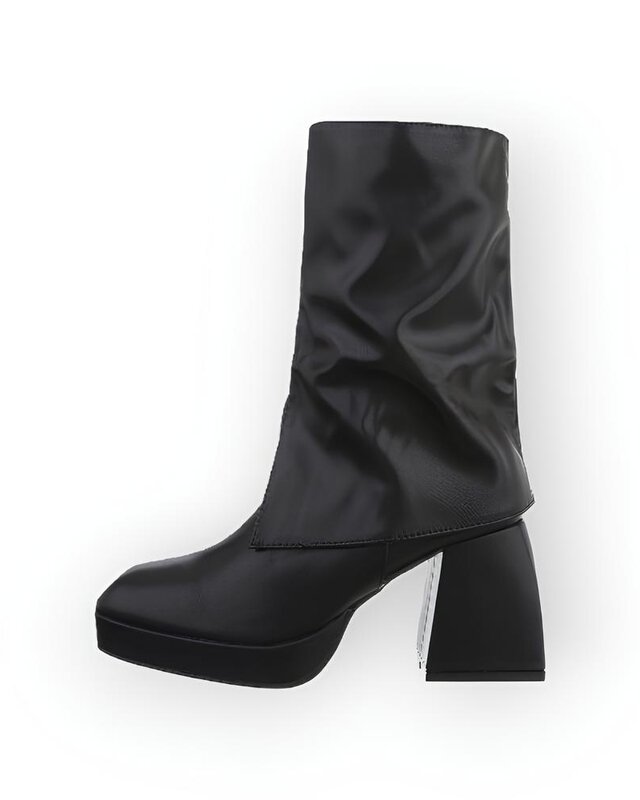 Lira – Elegante Enkelboots met Flapdetail, Comfortabele Hak - Ritssluiting