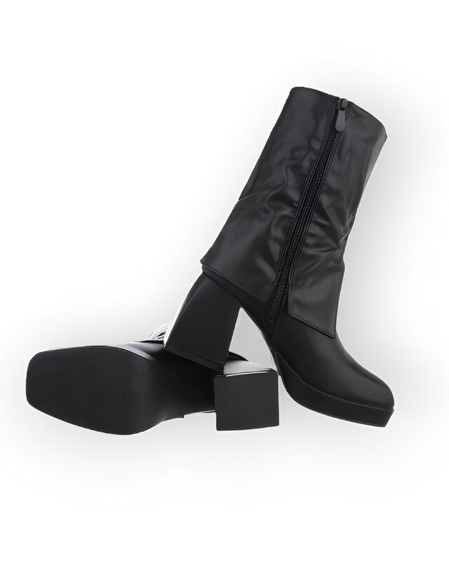 Lira – Elegante Enkelboots met Flapdetail, Comfortabele Hak - Ritssluiting