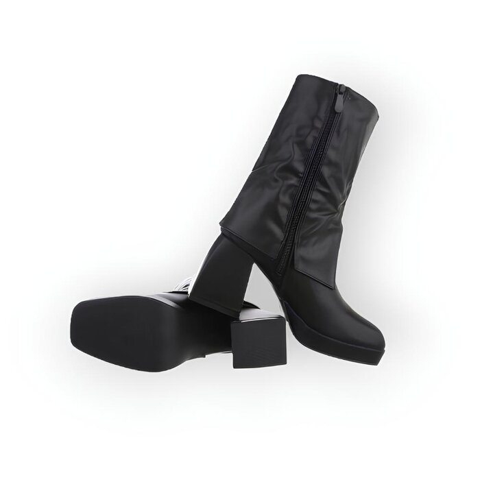 Lira – Elegante Enkelboots met Flapdetail, Comfortabele Hak - Ritssluiting