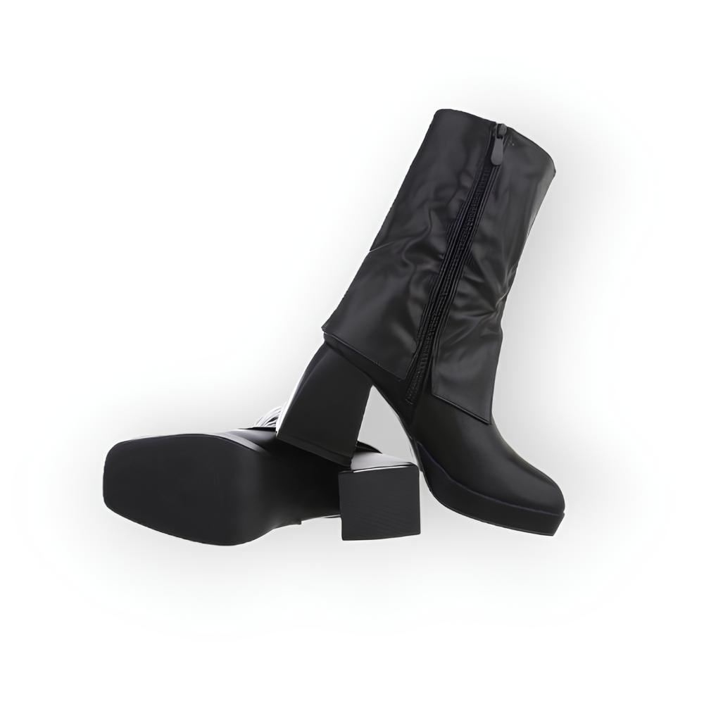 Lira – Elegante Enkelboots met Flapdetail, Comfortabele Hak - Ritssluiting