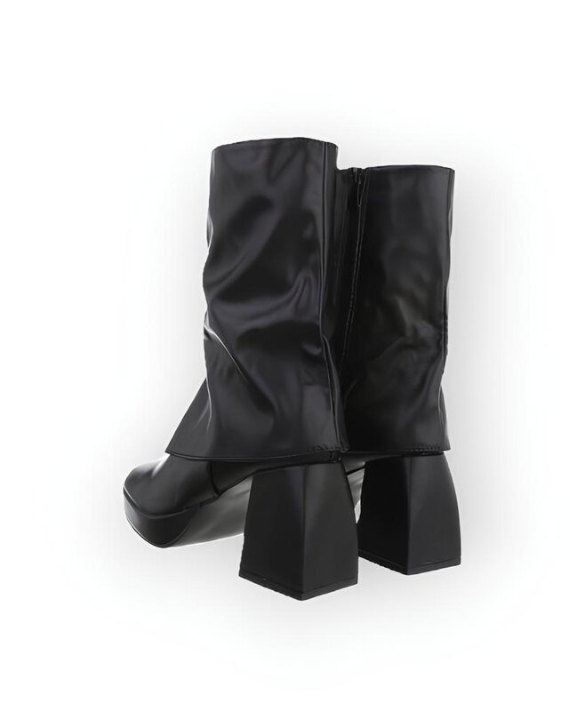 Lira – Elegante Enkelboots met Flapdetail, Comfortabele Hak - Ritssluiting