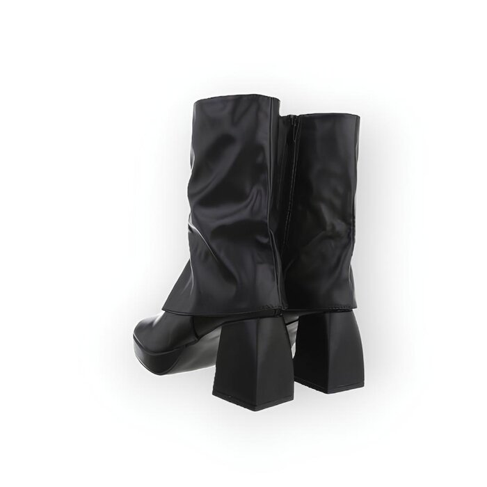 Lira – Elegante Enkelboots met Flapdetail, Comfortabele Hak - Ritssluiting