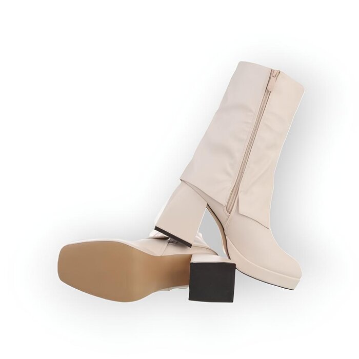 Lira – Elegante Enkelboots met Flapdetail, Comfortabele Hak - Ritssluiting