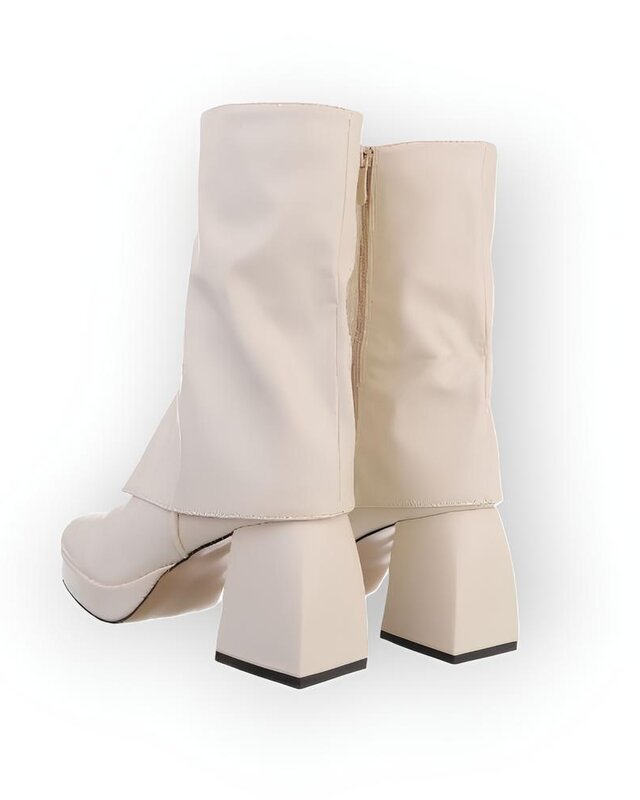 Lira – Elegante Enkelboots met Flapdetail, Comfortabele Hak - Ritssluiting