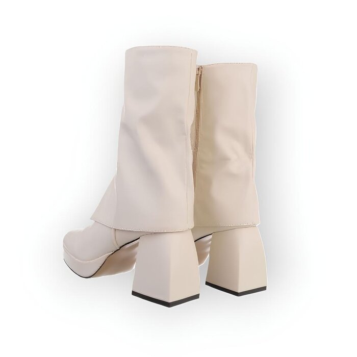 Lira – Elegante Enkelboots met Flapdetail, Comfortabele Hak - Ritssluiting