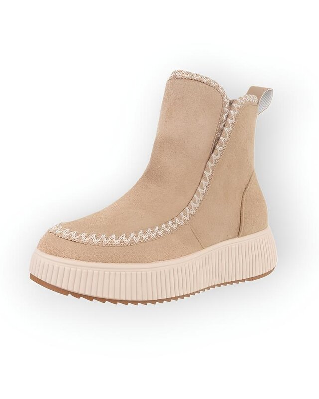 Seleste – Suedine Enkelboots met Contrasterend Sierstiksel en Luxe Afwerking