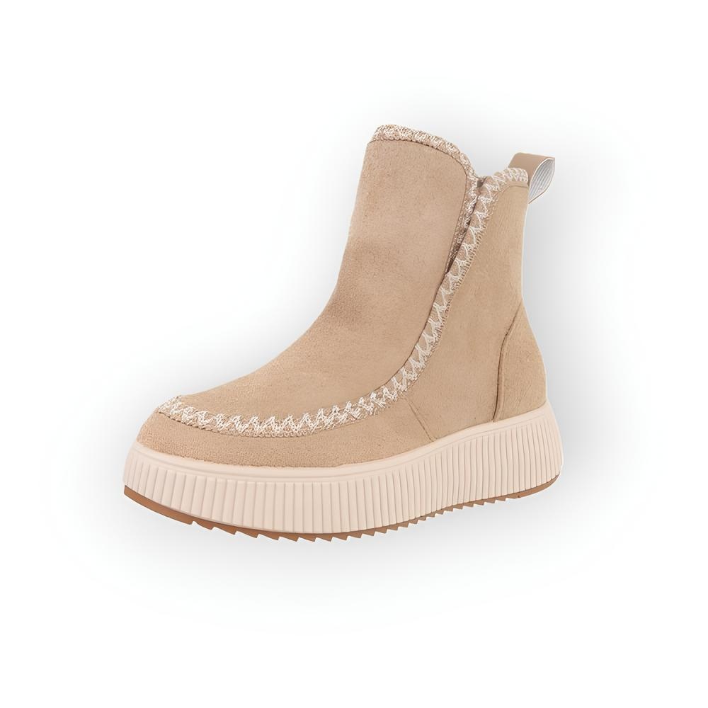 Seleste – Suedine Enkelboots met Contrasterend Sierstiksel en Luxe Afwerking