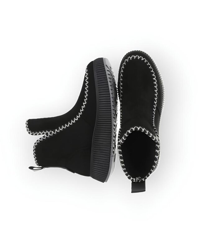 Seleste – Suedine Enkelboots met Contrasterend Sierstiksel en Luxe Afwerking