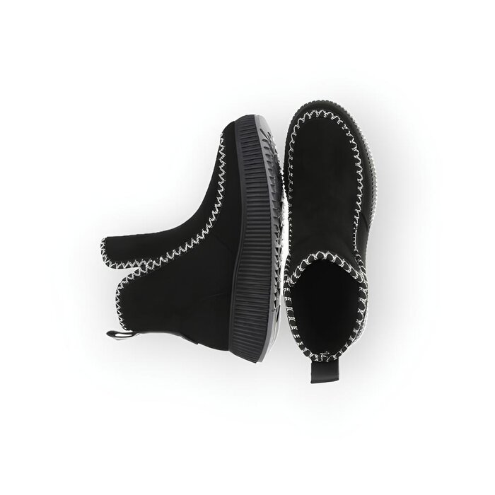 Seleste – Suedine Enkelboots met Contrasterend Sierstiksel en Luxe Afwerking