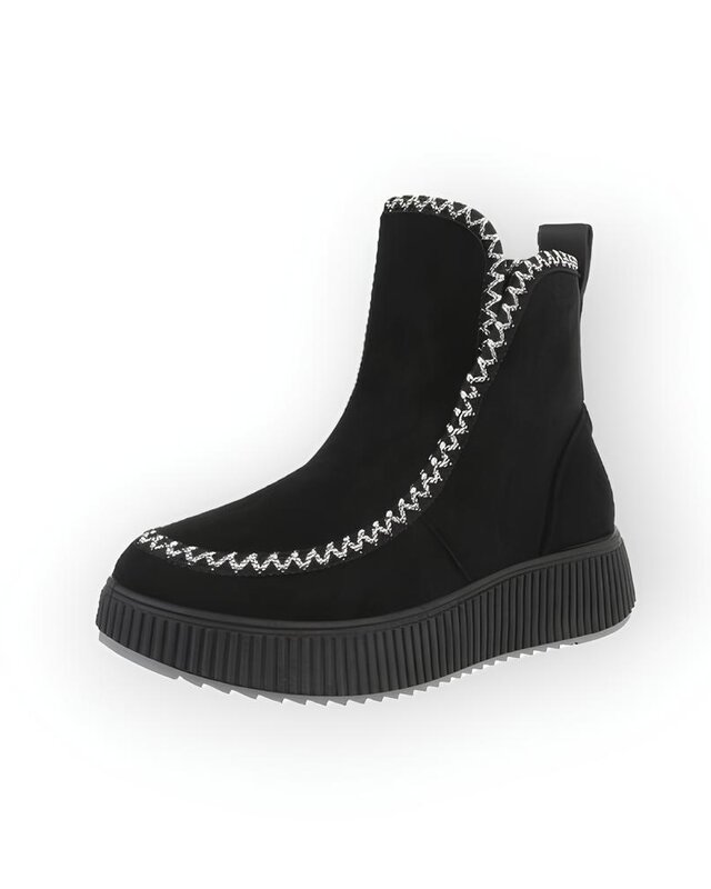 Seleste – Suedine Enkelboots met Contrasterend Sierstiksel en Luxe Afwerking