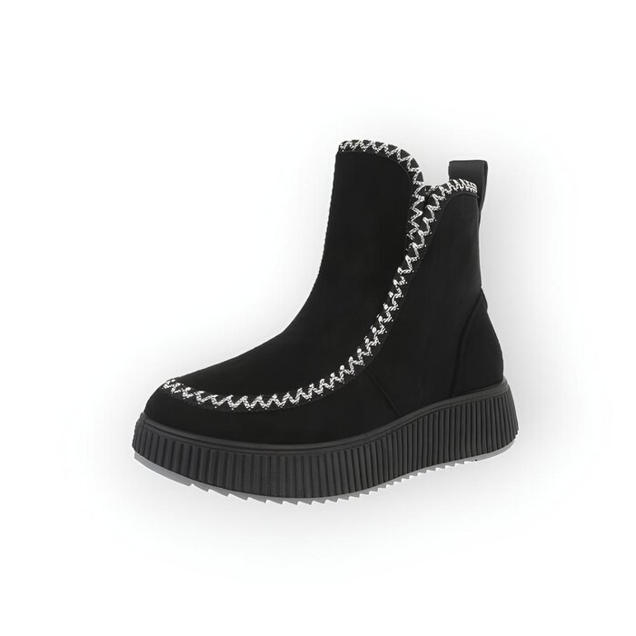 Seleste – Suedine Enkelboots met Contrasterend Sierstiksel en Luxe Afwerking