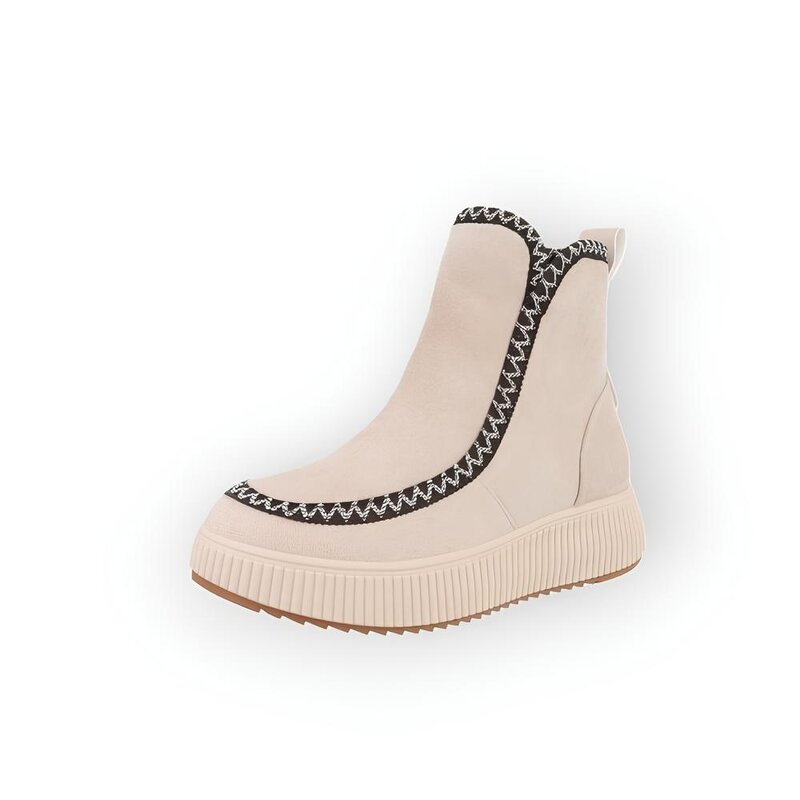 Seleste – Suedine Enkelboots met Contrasterend Sierstiksel en Luxe Afwerking
