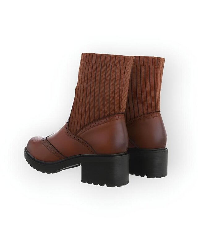 Sena – Camel Enkelboots met Gevlamd Imitatieleer - Elastisch Sokmodel