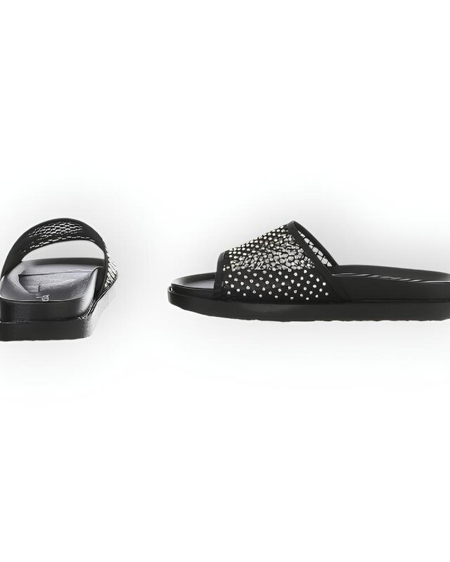 Noir – Slippers - Comfortzool - Strass Steentjes