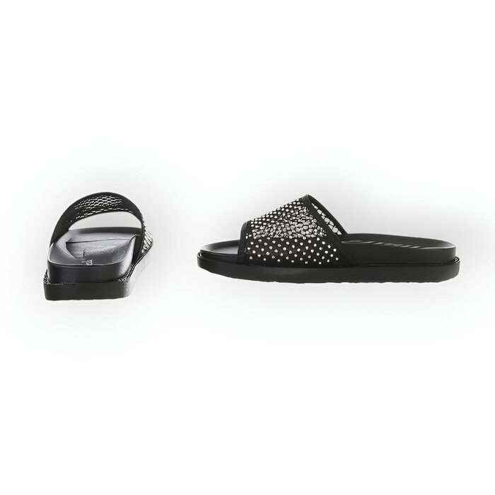 Noir – Slippers -  Comfortzool - Strass Steentjes