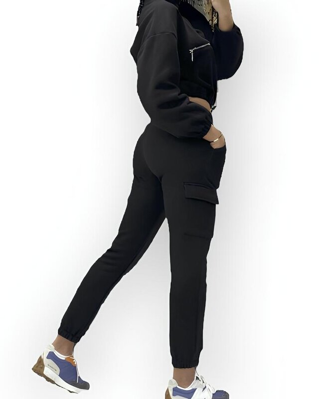 Sallie - Jogging- en Sweatshirt Set – Zwart – Sierrits - Comfort Fit