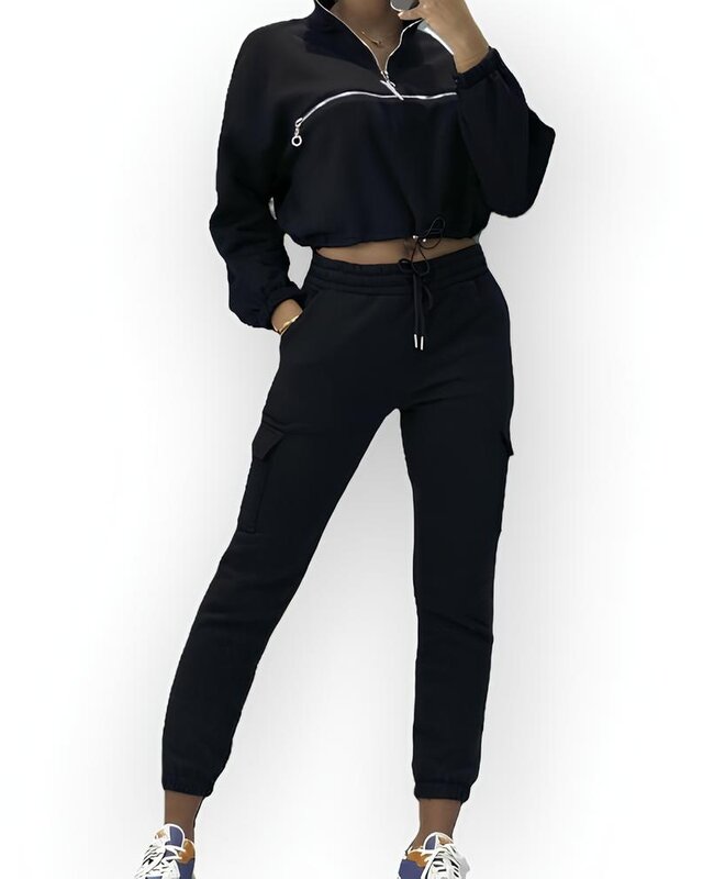 Sallie - Jogging- en Sweatshirt Set – Zwart – Sierrits - Comfort Fit