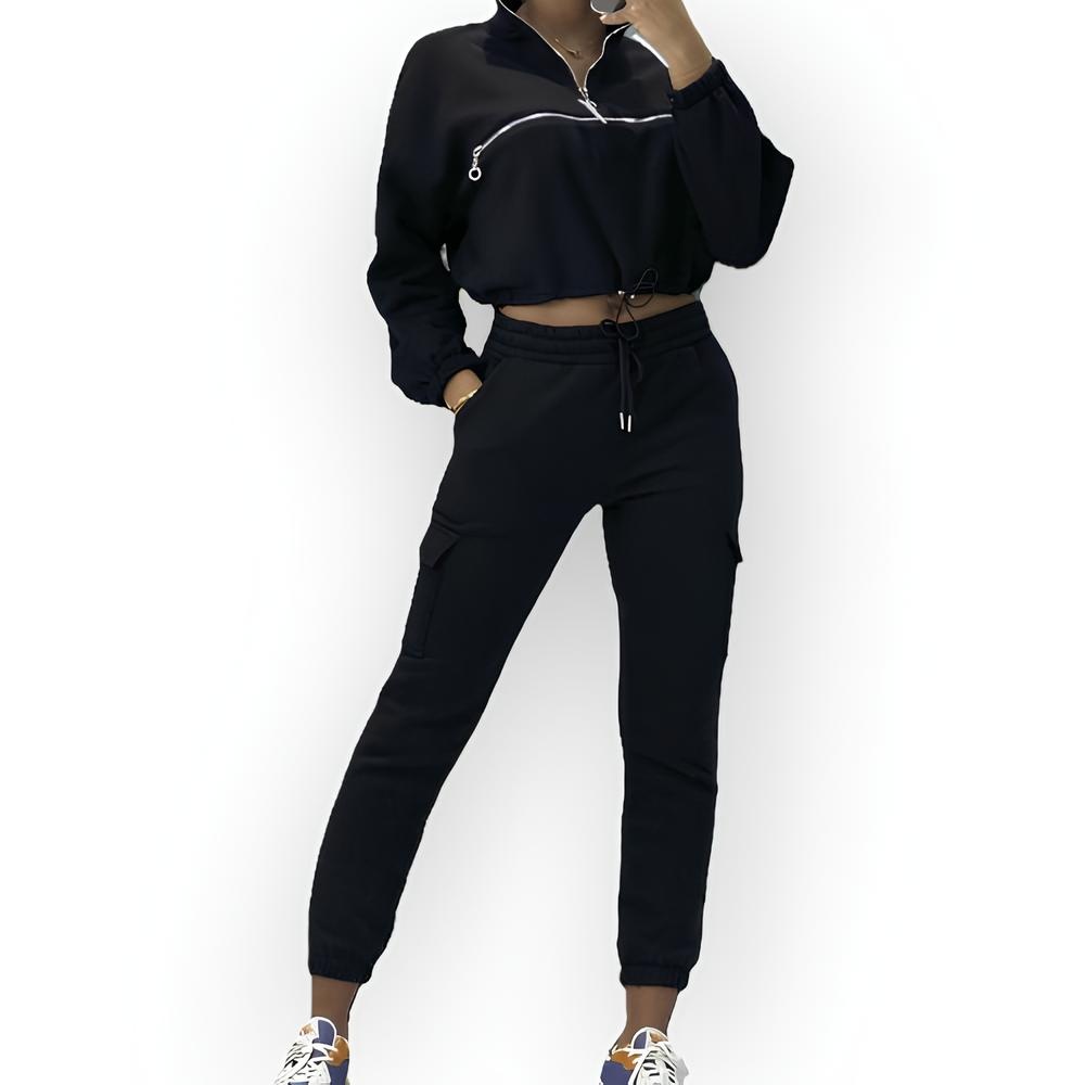 Sallie - Jogging- en Sweatshirt Set – Zwart – Sierrits - Comfort Fit