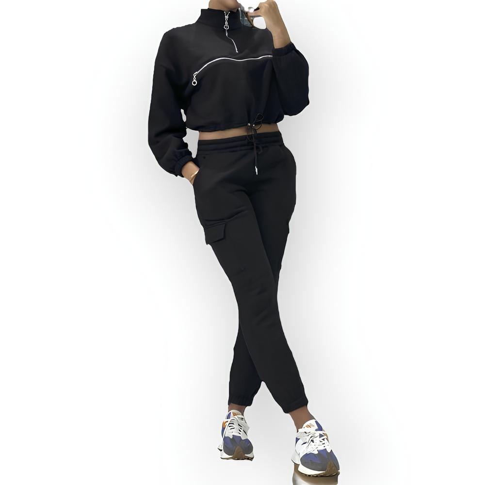 Sallie - Jogging- en Sweatshirt Set – Zwart – Sierrits - Comfort Fit
