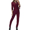 Nore – Jumpsuit – Bordeaux Glitter strepen met Tailleband