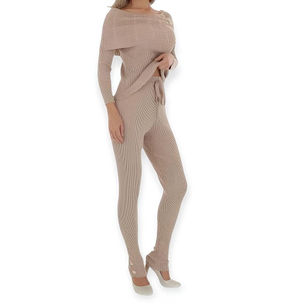 Maé – Tweedelige Set – Ribbelstructuur - Off-Shoulder Top