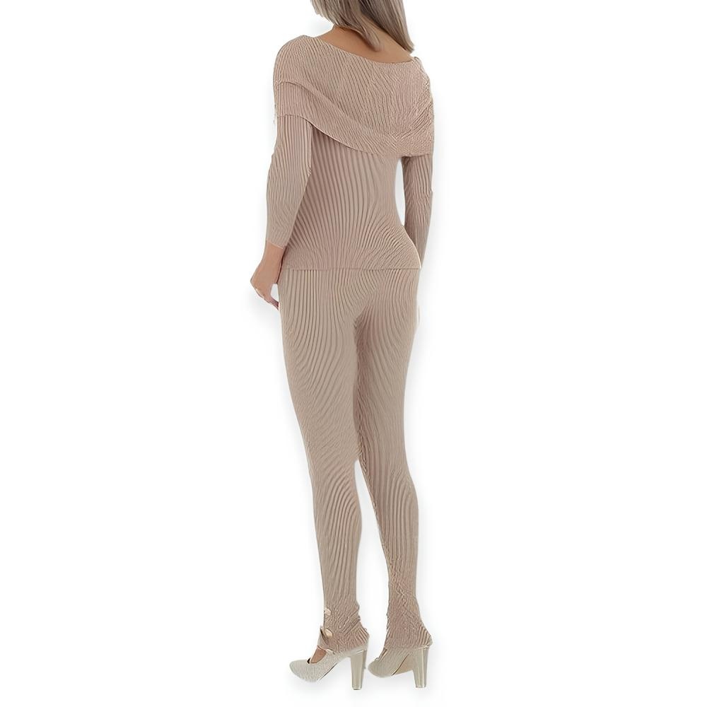 Maé – Tweedelige Set – Ribbelstructuur - Off-Shoulder Top