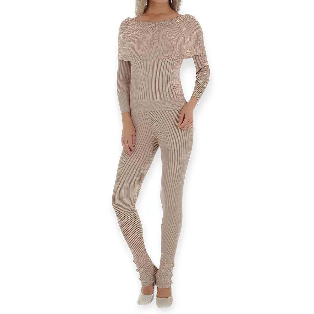 Maé – Tweedelige Set – Ribbelstructuur - Off-Shoulder Top