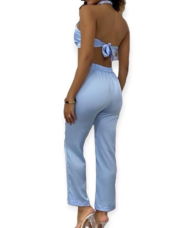 Liora – Tweedelige Set – Haltertop En Broek Van Satijn