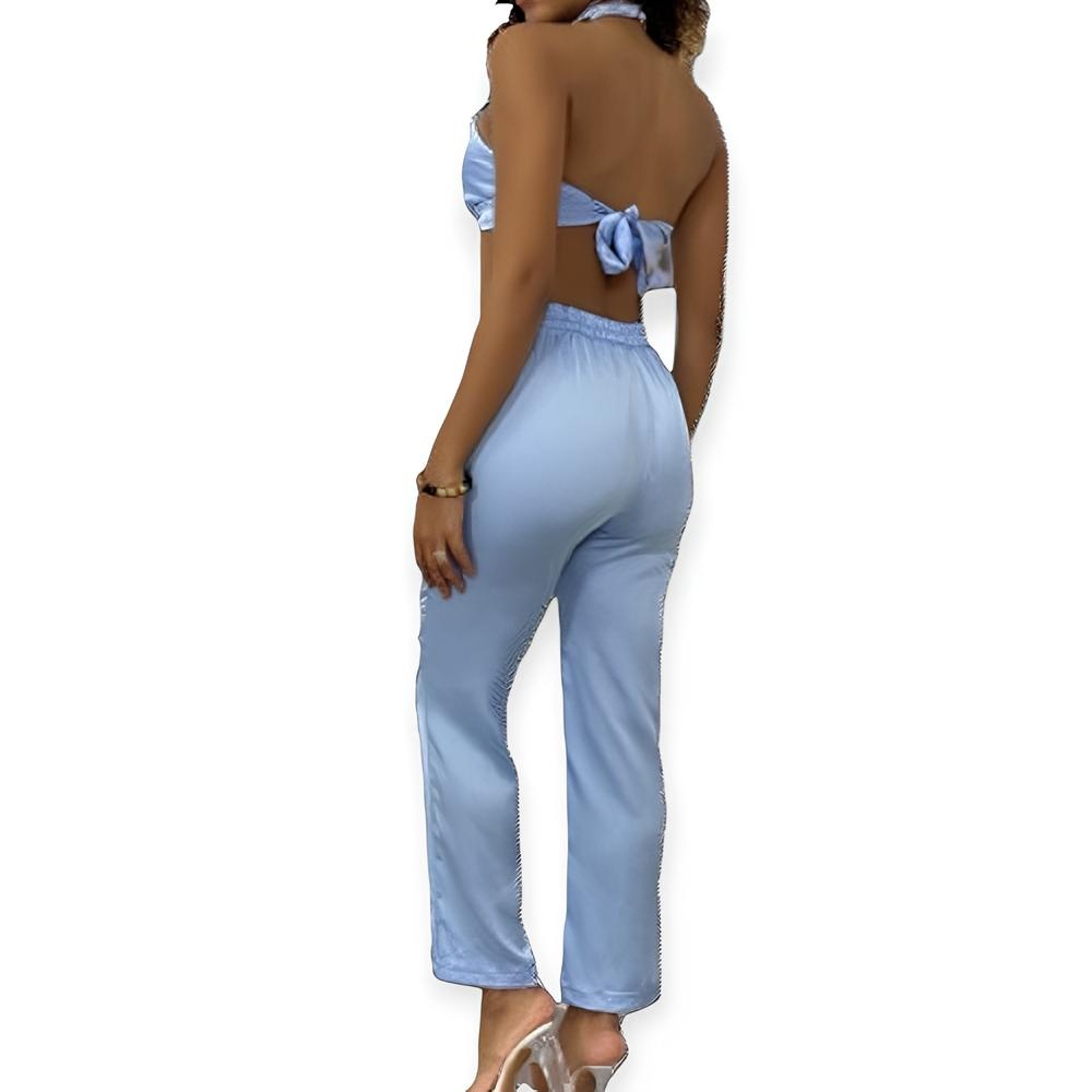 Liora – Tweedelige Set – Haltertop En Broek Van Satijn