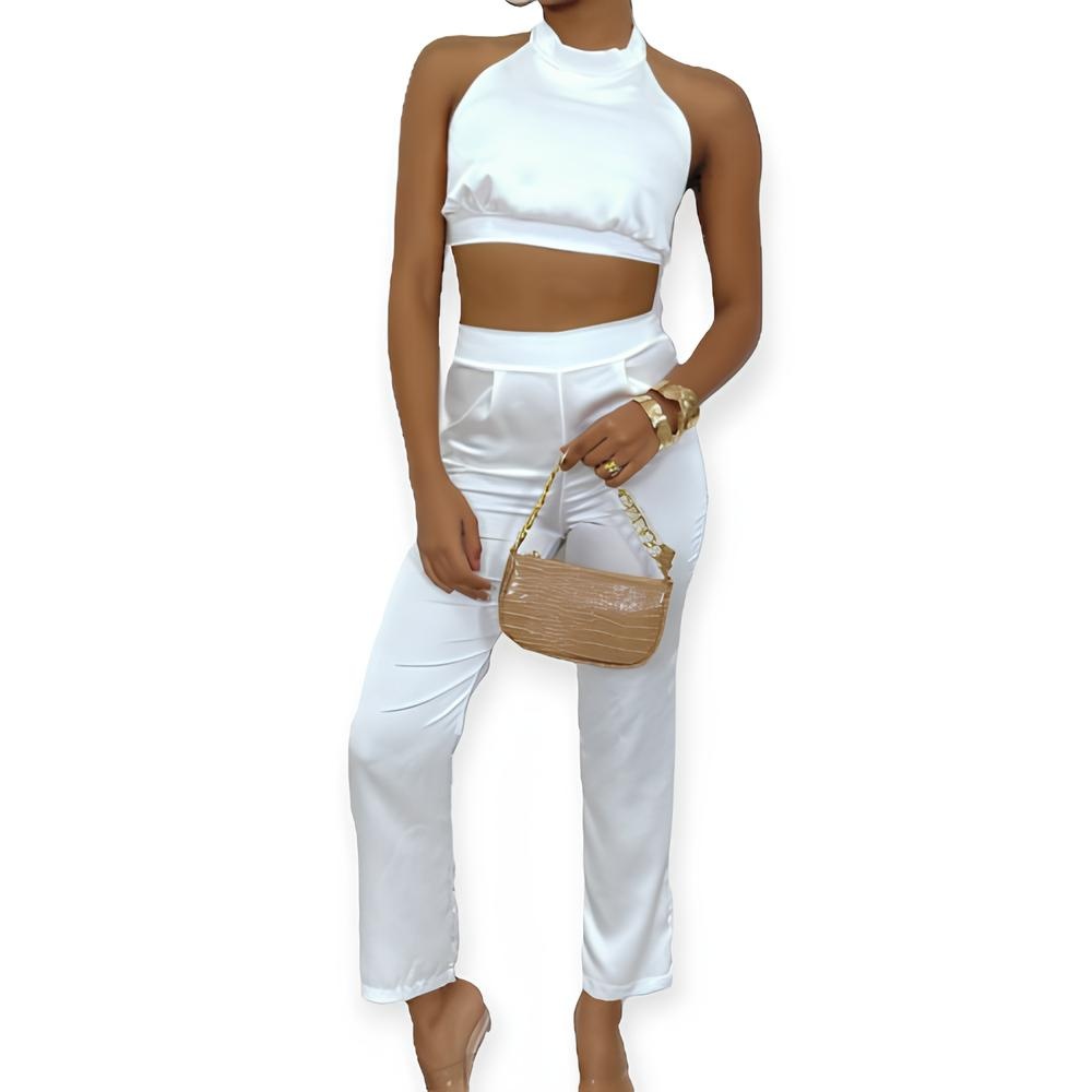 Liora – Tweedelige Set – Haltertop En Broek Van Satijn