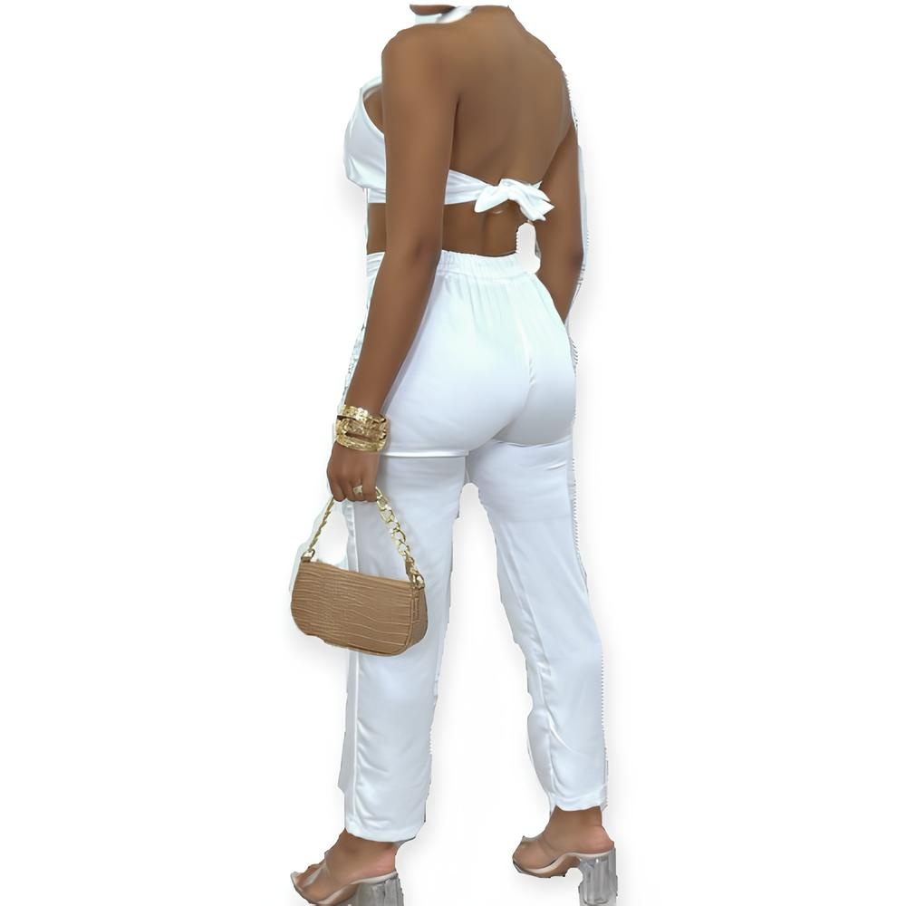 Liora – Tweedelige Set – Haltertop En Broek Van Satijn