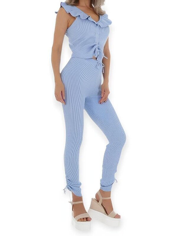 Eline – Tweedelige Set – Mouwloze Top En Broek Met Koorddetails