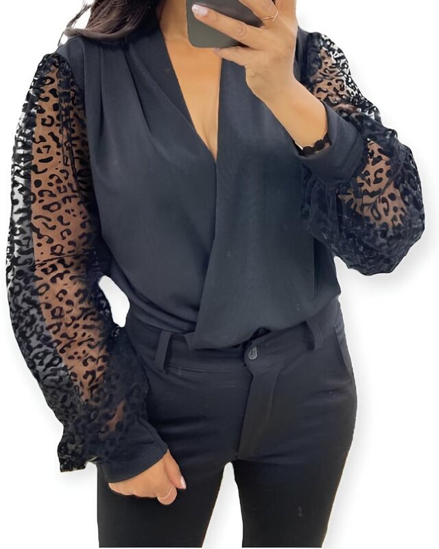 Veya – Bodysuit – Zwarte Overslag - Transparante Mouwen