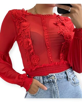 Léa – Bodysuit Transparant - Broderie