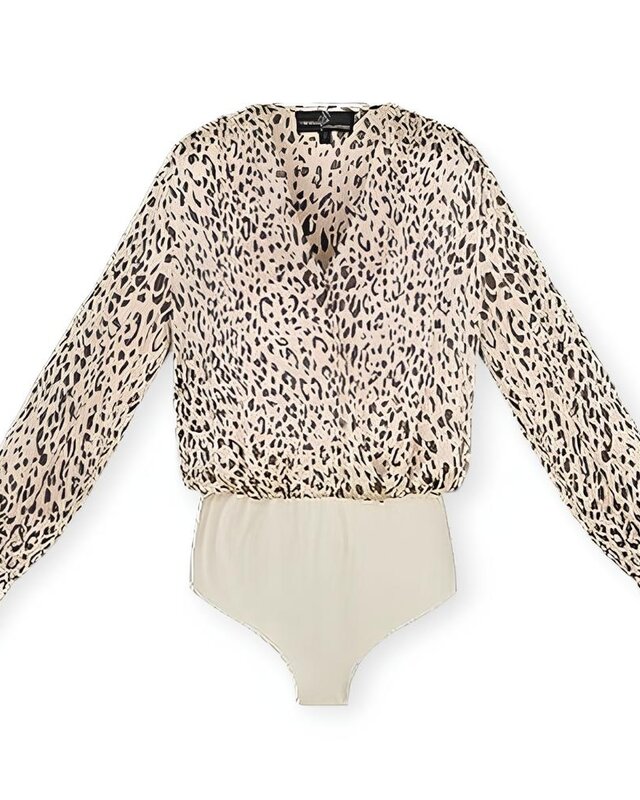 Faith – Bodysuit – Licht Beige Panterprint Met Satijn Glans