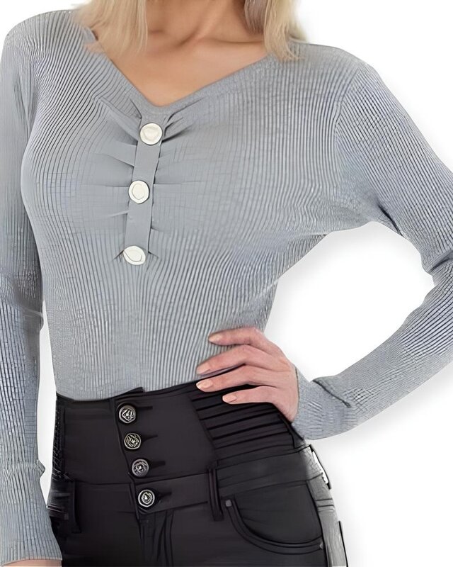 Lior – Bodysuit – Geribbelde - Chique Knopen