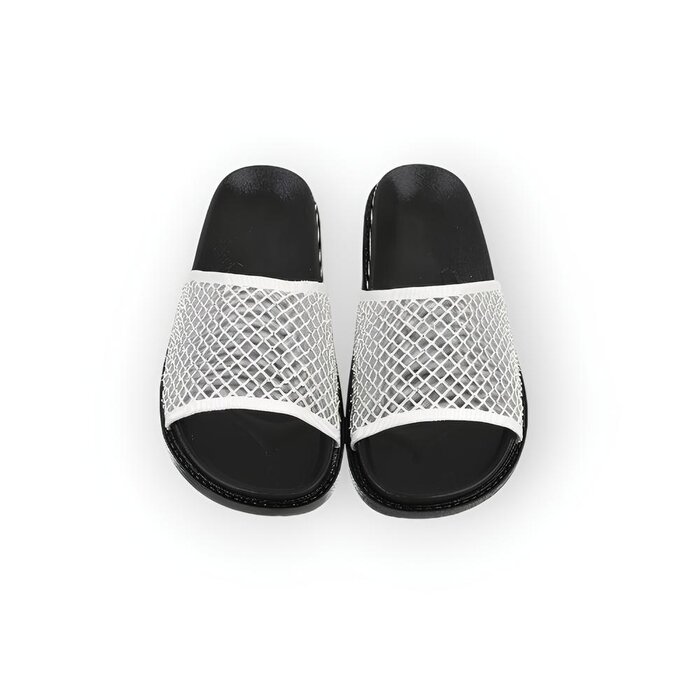 Noir – Slippers -  Comfortzool - Strass Steentjes