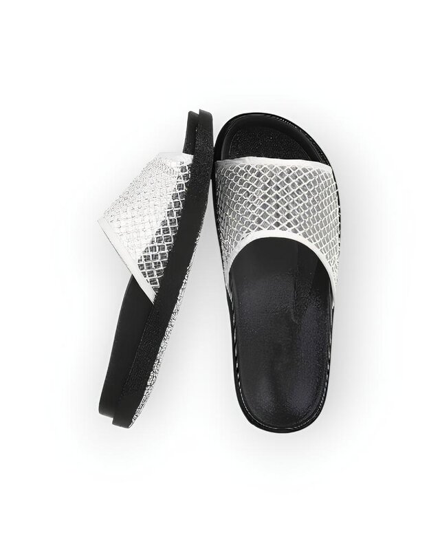 Noir – Slippers - Comfortzool - Strass Steentjes