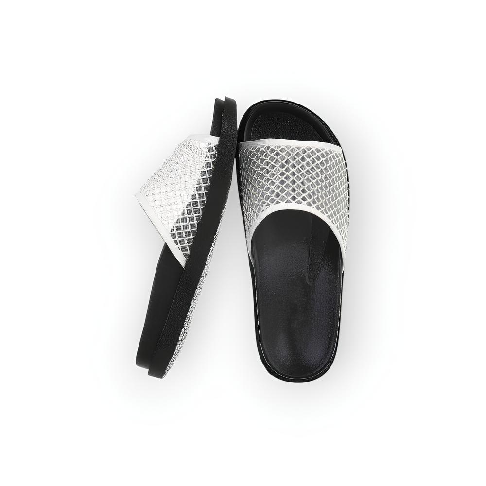 Noir – Slippers - Comfortzool - Strass Steentjes