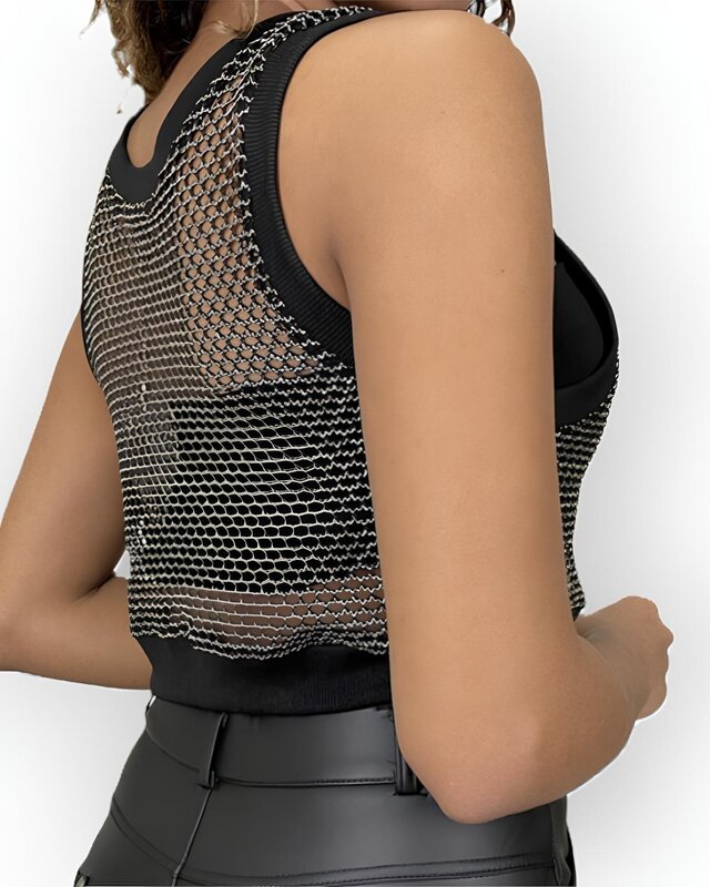 Zenya – Crop Top – Mesh & Gouddraad